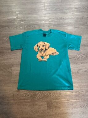 VTG 1992 Teletrend Puppy Dog T-Shirt Single Stitch Teal Platinum Plus USA Large